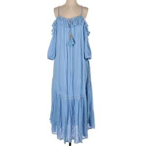 Free People Sarita Baby Blue Small Midi Ruffle Dress